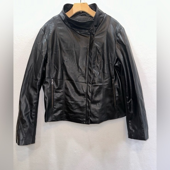 Sam Edelman Black Faux Leather Moto Jacket Women's XLarge - Picture 6 of 6